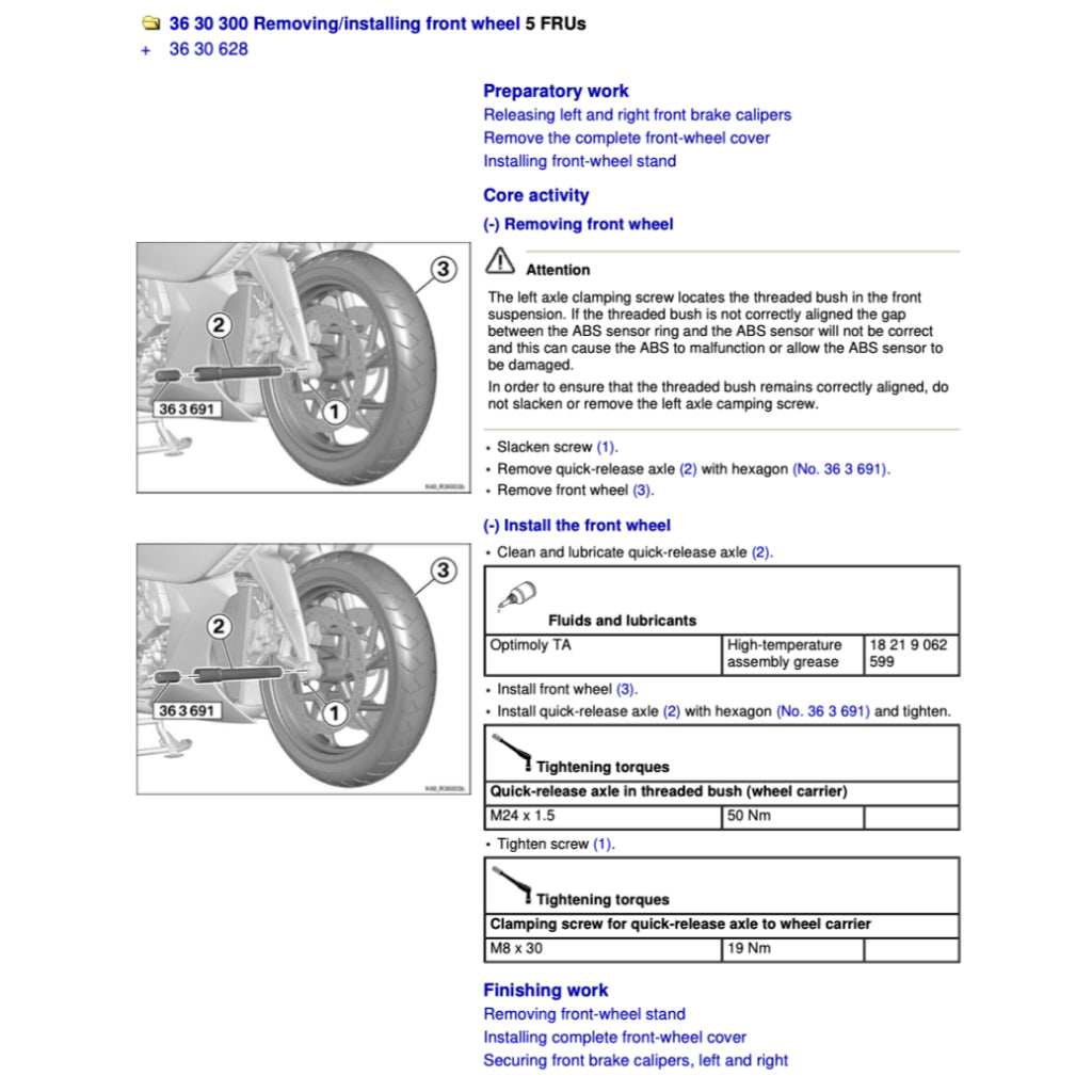 BMW K1600 GT (2011-2021) SERVICE WORKSHOP MANUAL + RIDER'S MANUAL