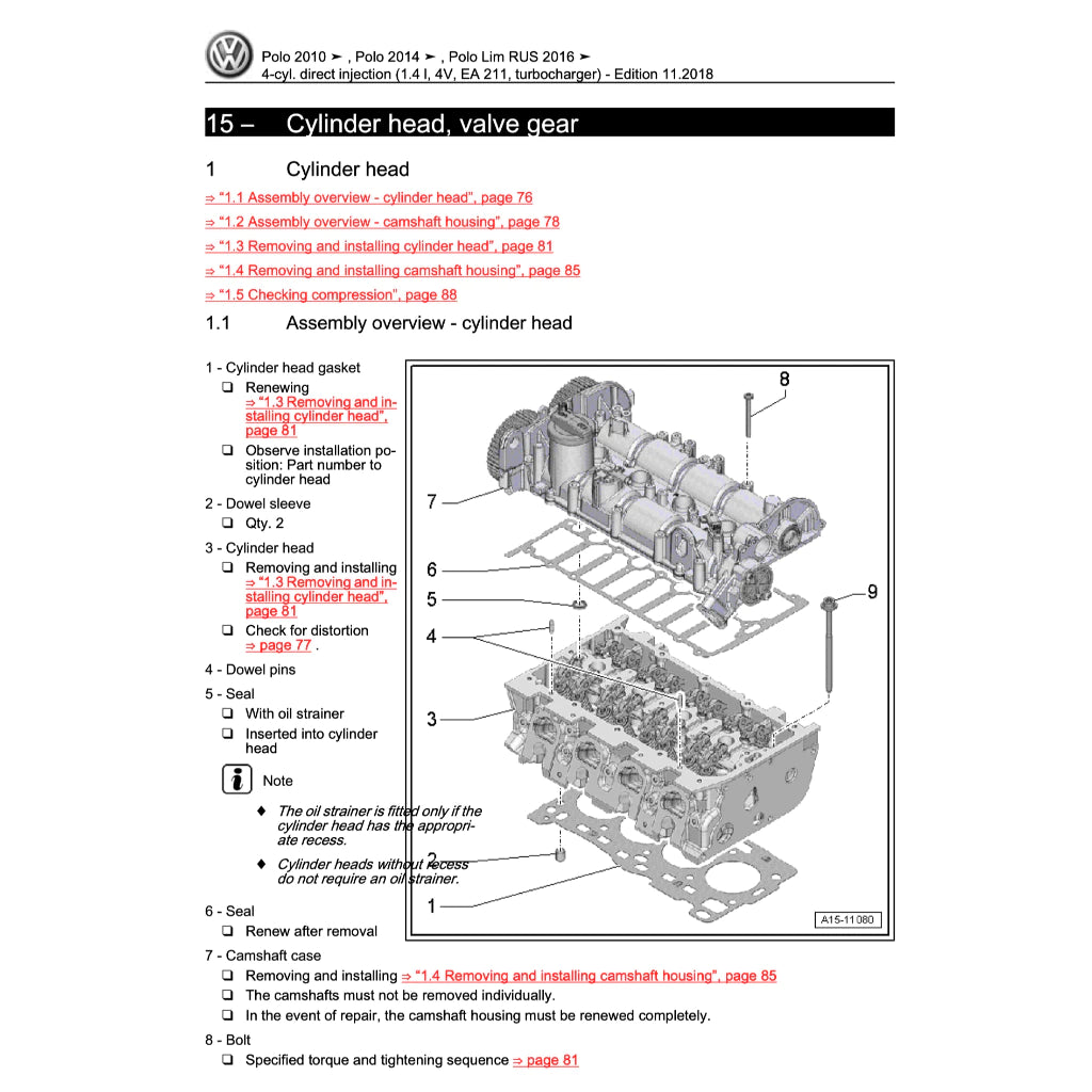 VW CADDY 4 SA (2015-2020) SERVICE WORKSHOP MANUAL