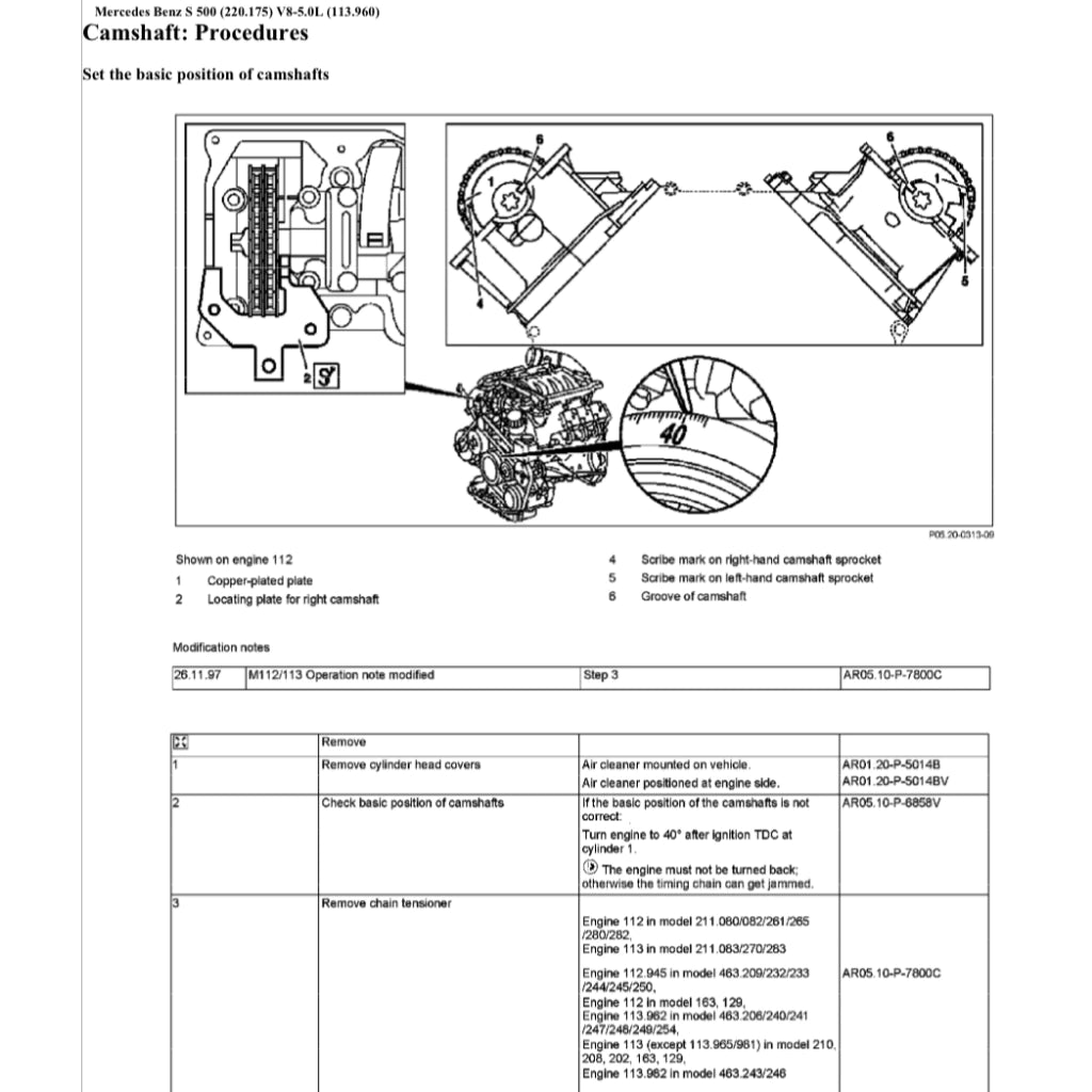 MERCEDES-BENZ W220 M113 (1999-2007) SERVICE WORKSHOP MANUAL
