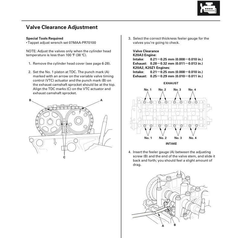 HONDA ENGINE K20A2 K20A3 K20Z1 SERVICE REPAIR MANUAL