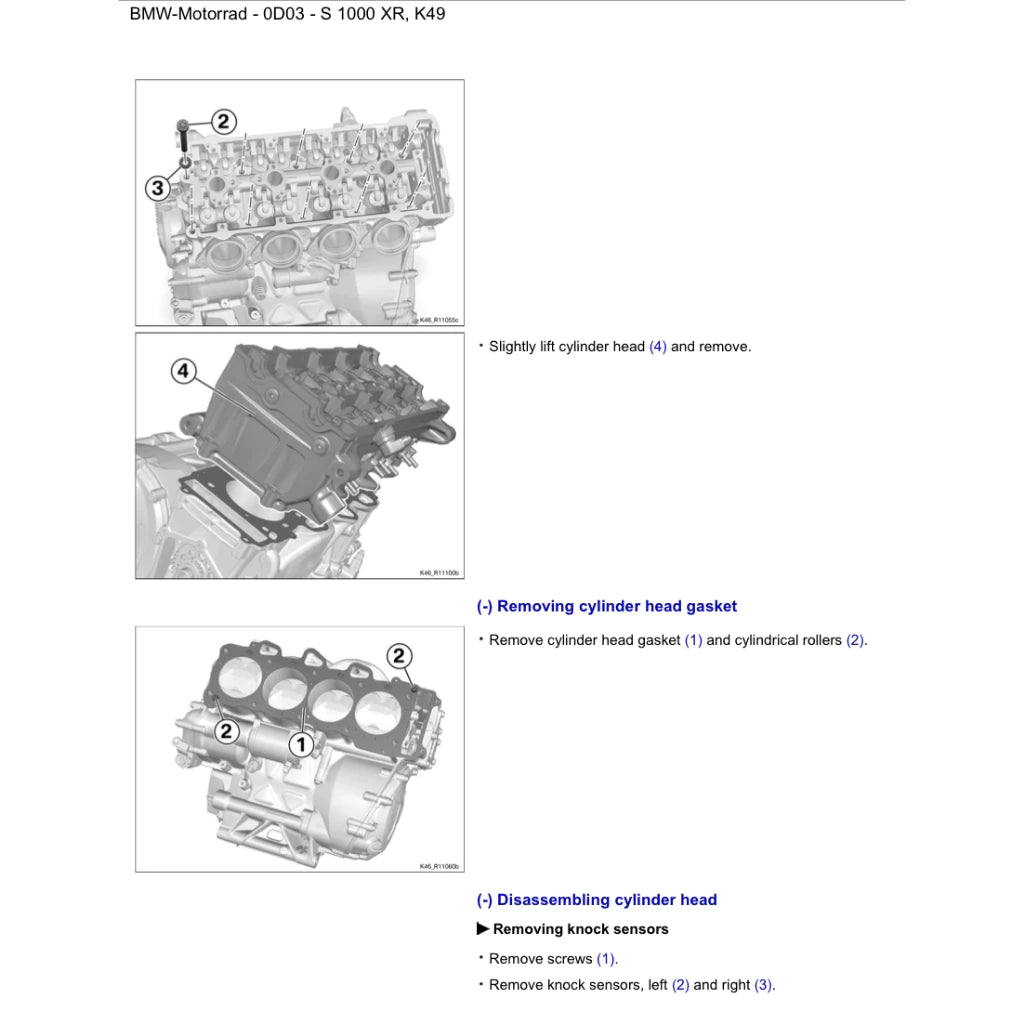 BMW S1000 XR I K49 (2015-2019) SERVICE WORKSHOP MANUAL + PARTS CATALOGUE + RIDER'S MANUAL