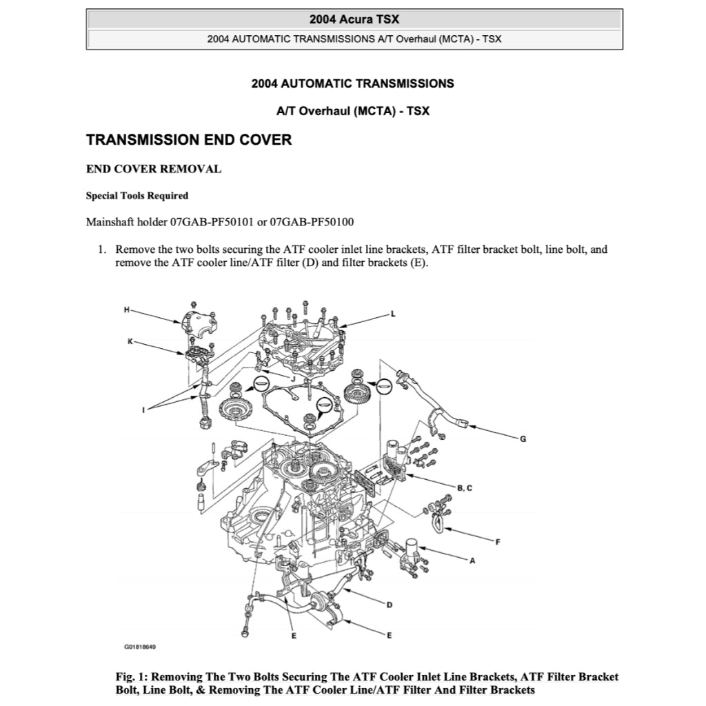ACURA TSX CL9 (2004-2009) SERVICE WORKSHOP MANUAL