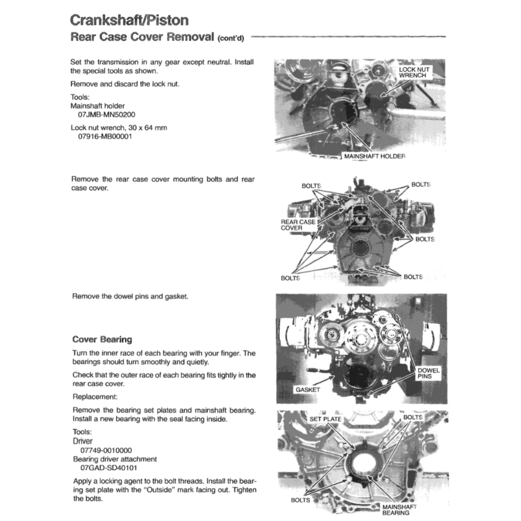 HONDA GOLD WING GL1500 ASPERCADE SE INTERSTATE (1987-2000) SERVICE WORKSHOP MANUAL + PARTS CATALOGUE + OWNER'S MANUAL