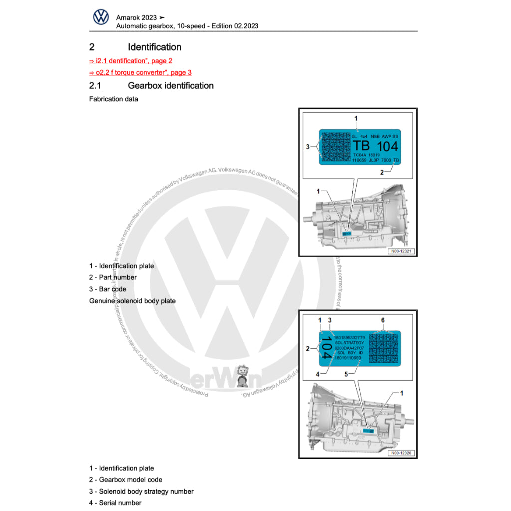 VW AMAROK T1 (2022+) SERVICE WORKSHOP MANUAL