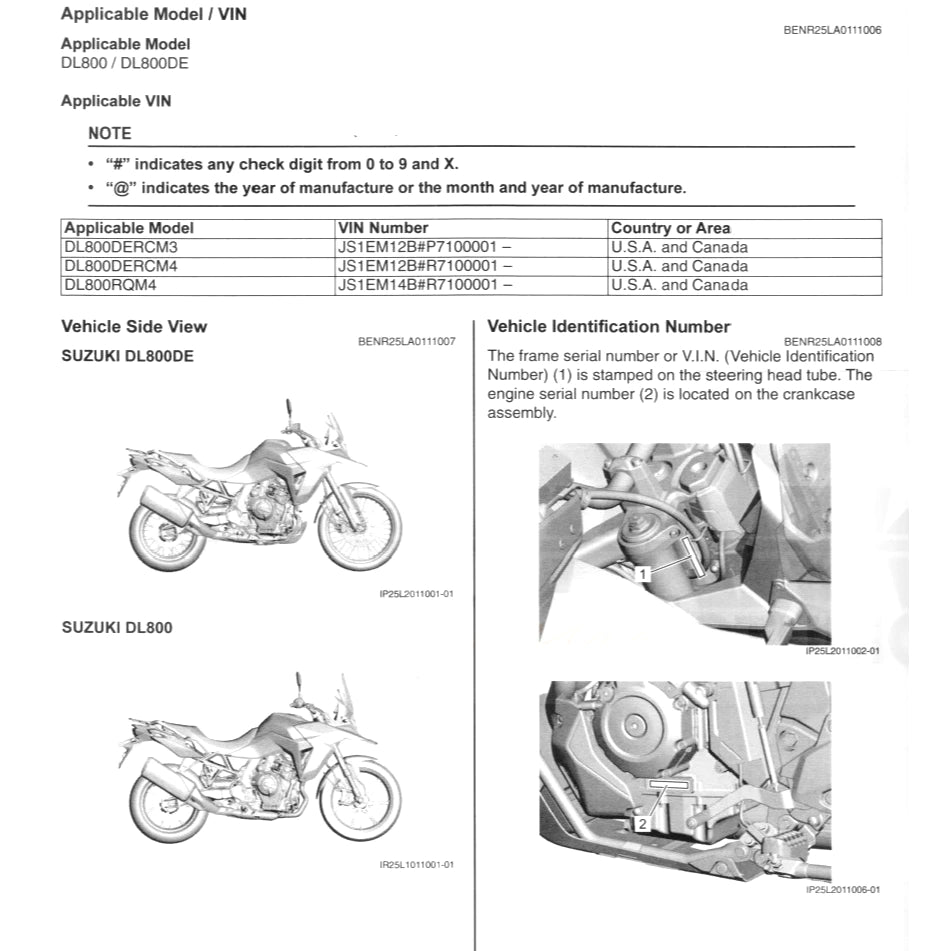 SUZUKI V-STROM VSTROM DL800 DE (2023+) SERVICE WORKSHOP MANUAL + PARTS CATALOGUE + OWNER MANUAL