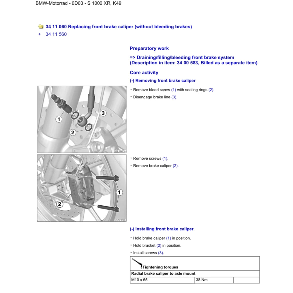 BMW S1000 XR I K49 (2015-2019) SERVICE WORKSHOP MANUAL + PARTS CATALOGUE + RIDER'S MANUAL