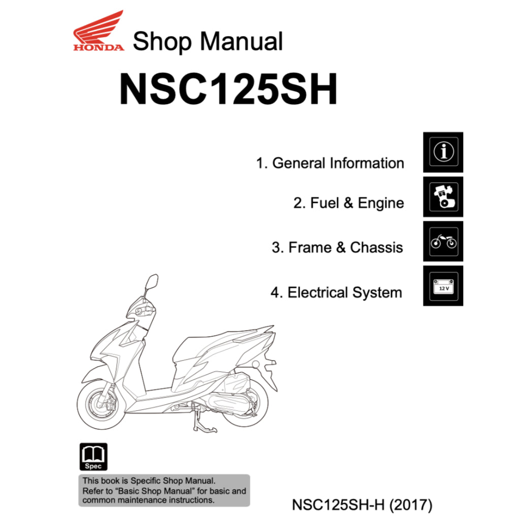 HONDA ELITE 125 NSC125H (2017-2023) SERVICE WORKSHOP MANUAL