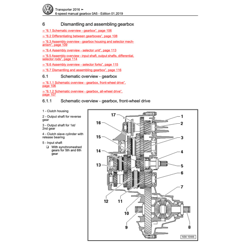 VW TRANSPORTER T6 (2016-2024) SERVICE WORKSHOP MANUAL