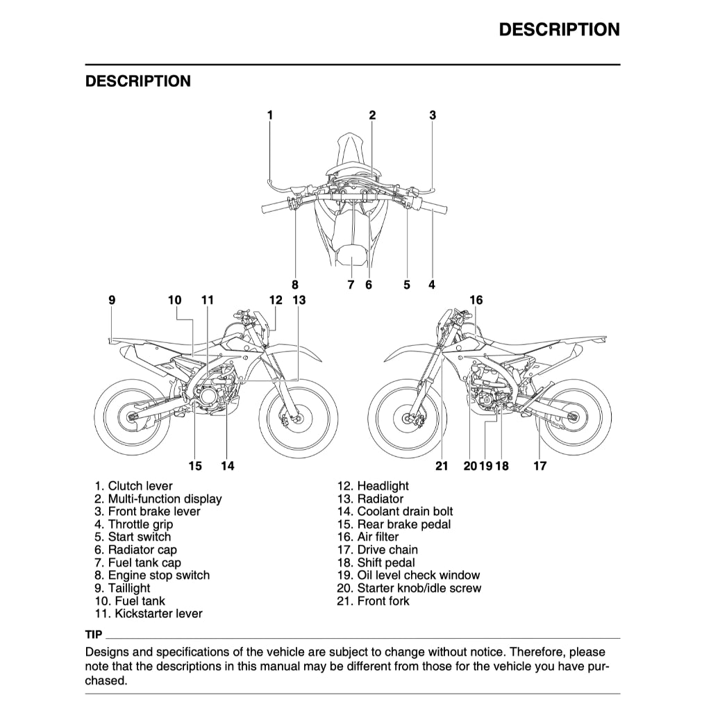 YAMAHA WR125 R/X (2009-2016) SERVICE WORKSHOP MANUAL + OWNER'S MANUAL