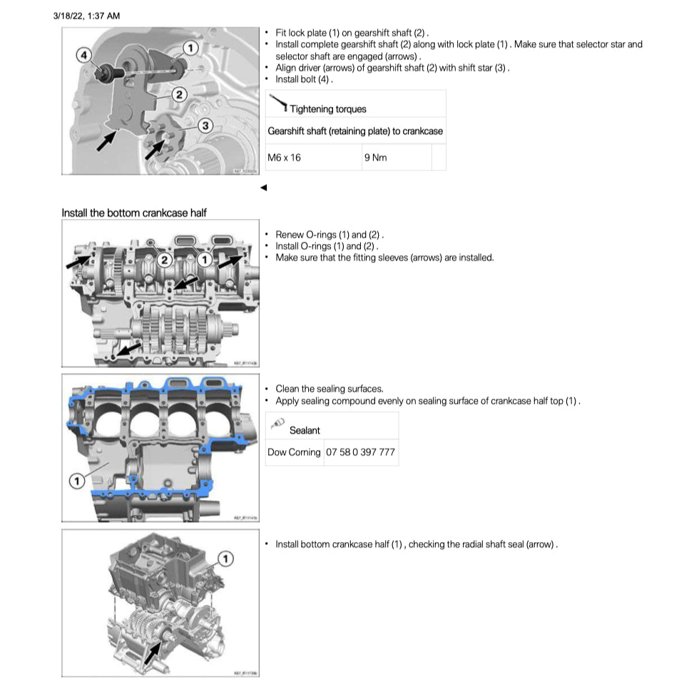 BMW M1000RR K66 (2020+) SERVICE WORKSHOP MANUAL + RIDER'S MANUAL