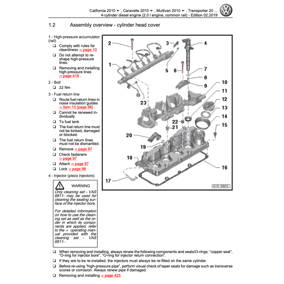 VW TRANSPORTER T5 (2003-2015) SERVICE WORKSHOP MANUAL