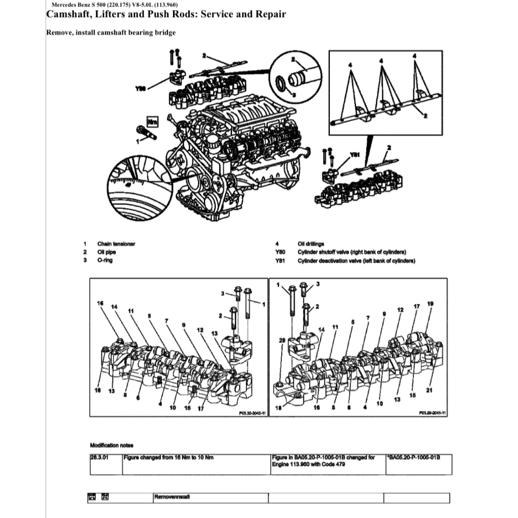 MERCEDES-BENZ W220 M113 (1999-2007) SERVICE WORKSHOP MANUAL