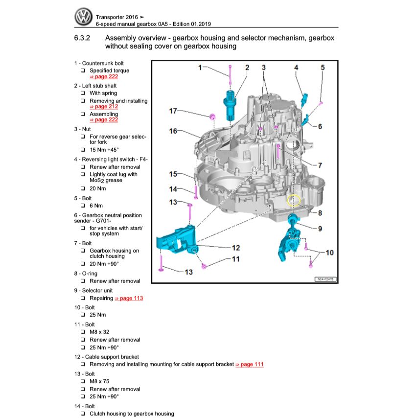 VW TRANSPORTER T6 (2016-2024) SERVICE WORKSHOP MANUAL