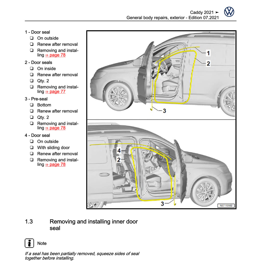 VW CADDY 5 SB (2021+) SERVICE WORKSHOP MANUAL