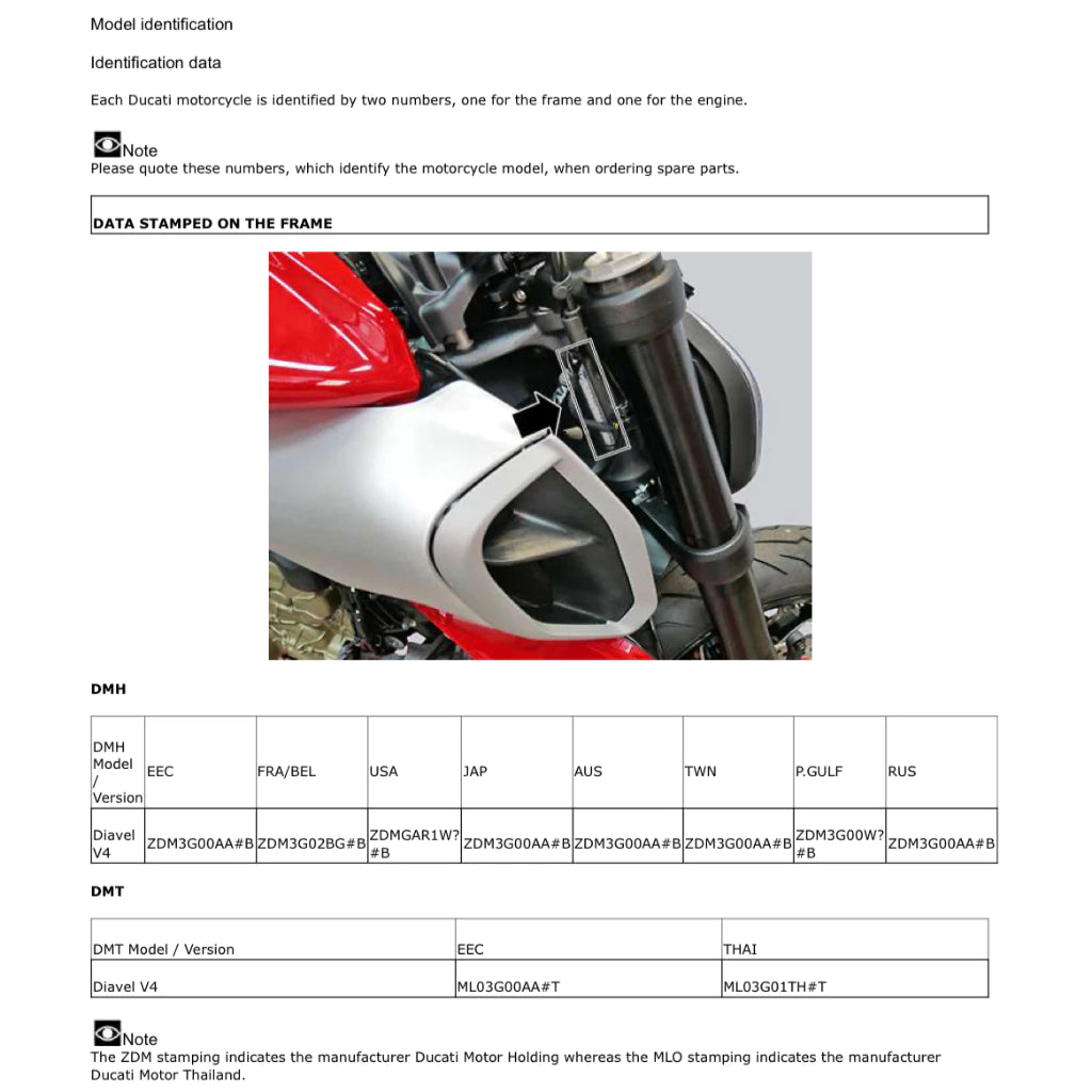 DUCATI DIAVEL V4 (2024+) SERVICE WORKSHOP MANUAL + PARTS CATALOGUE + OWNER'S MANUAL