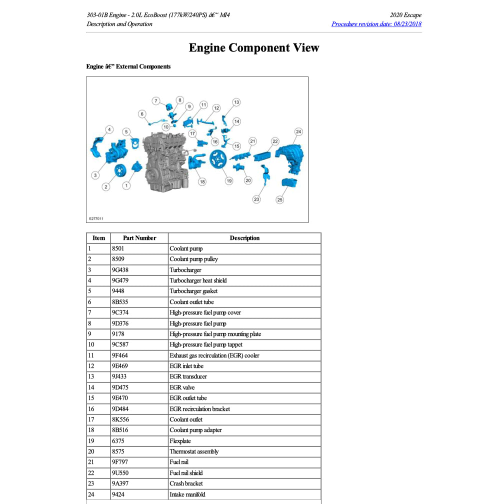 FORD ESCAPE MK4 (2020+) SERVICE WORKSHOP MANUAL