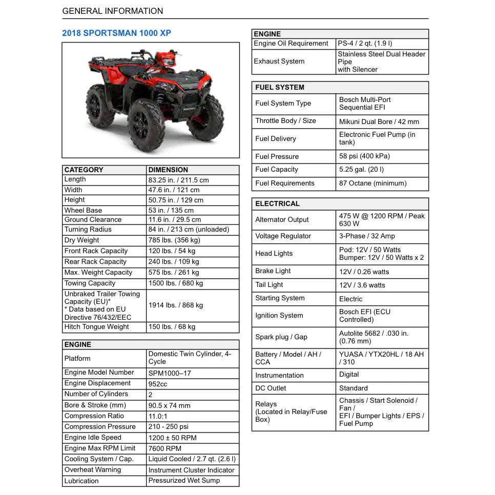 POLARIS SPORTSMAN 850/1000 ATV (2018-2019) SERVICE WORKSHOP MANUAL