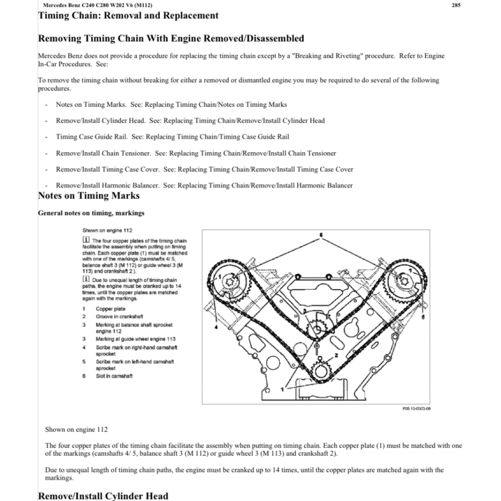 MERCEDES-BENZ W202 M112 (1993-2000) SERVICE WORKSHOP MANUAL