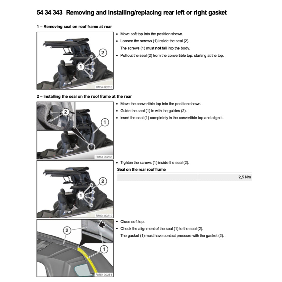 MINI COOPER F57 (2015-2024) CONVERTIBLE TOP SERVICE & REPAIR MANUAL