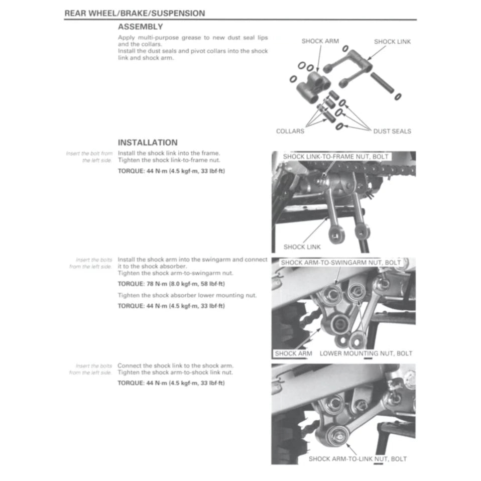 HONDA CRF150 F (2003-2013) SERVICE WORKSHOP MANUAL + OWNER'S MANUAL