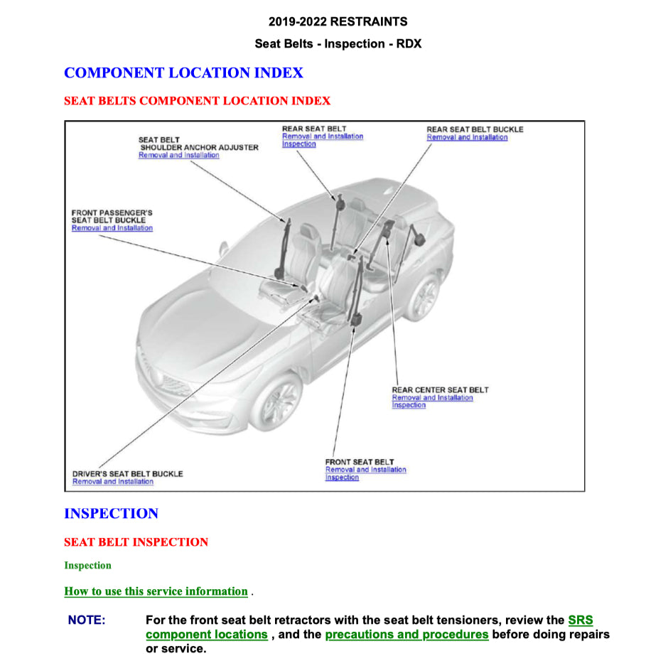 ACURA RDX TC1/2 (2018+) SERVICE WORKSHOP MANUAL