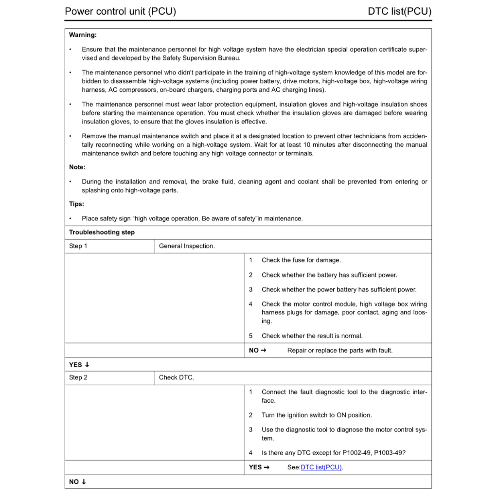 MAXUS EV80 (2018+) SERVICE WORKSHOP MANUAL