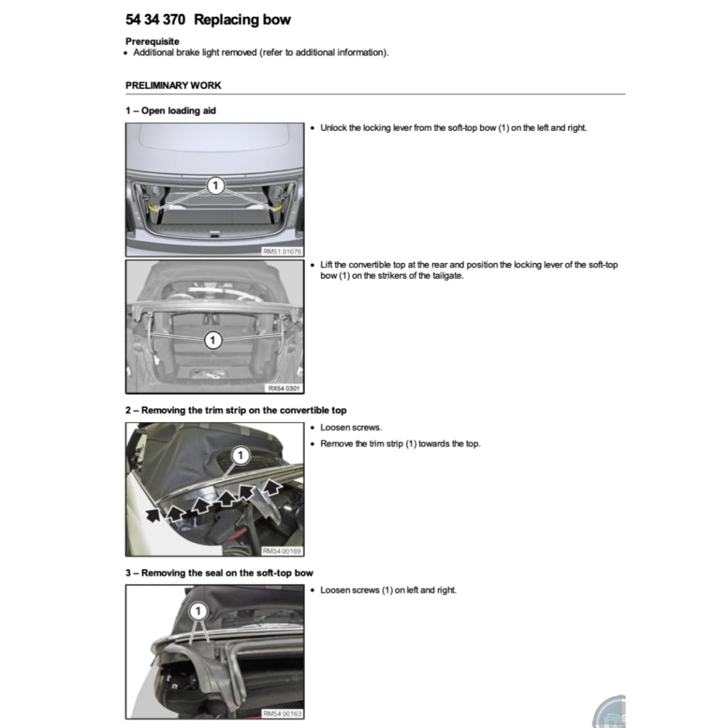 MINI COOPER F57 (2015-2024) CONVERTIBLE TOP SERVICE & REPAIR MANUAL