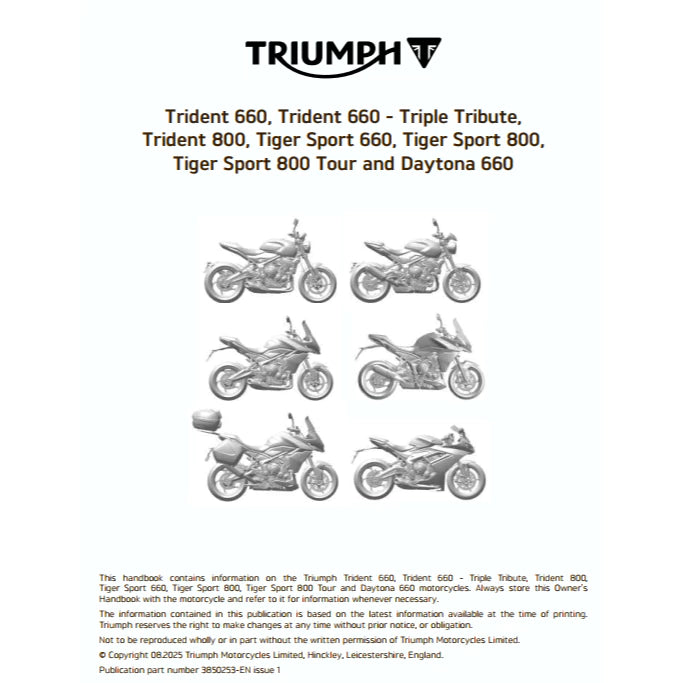 TRIUMPH TIGER SPORT 800 (2025+) SERVICE WORKSHOP MANUAL + OWNER'S MANUAL
