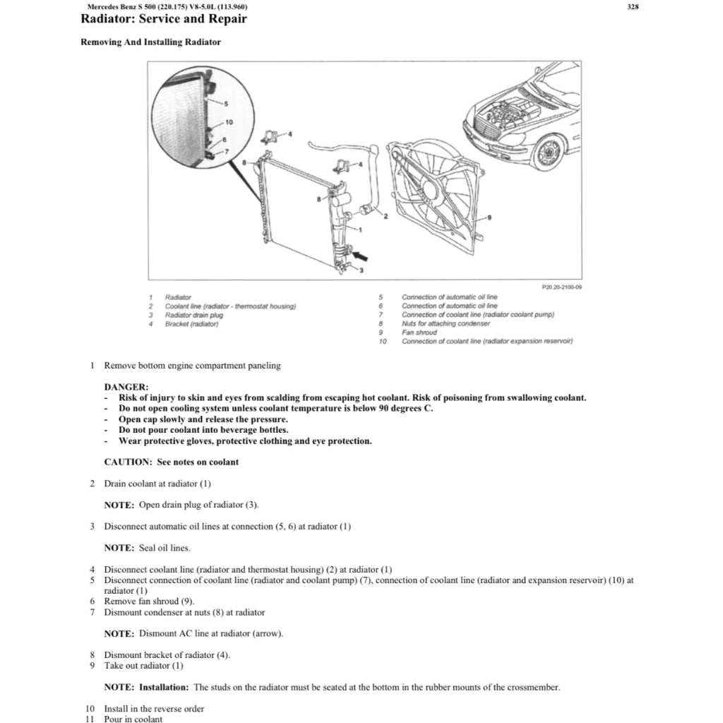 MERCEDES-BENZ W220 M113 (1999-2007) SERVICE WORKSHOP MANUAL