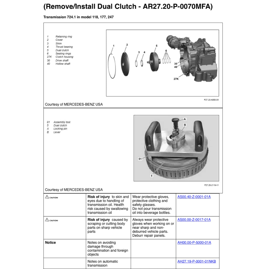 MERCEDES-BENZ A220 / A35 AMG W177 - M260 (2018+) SERVICE WORKSHOP MANUAL