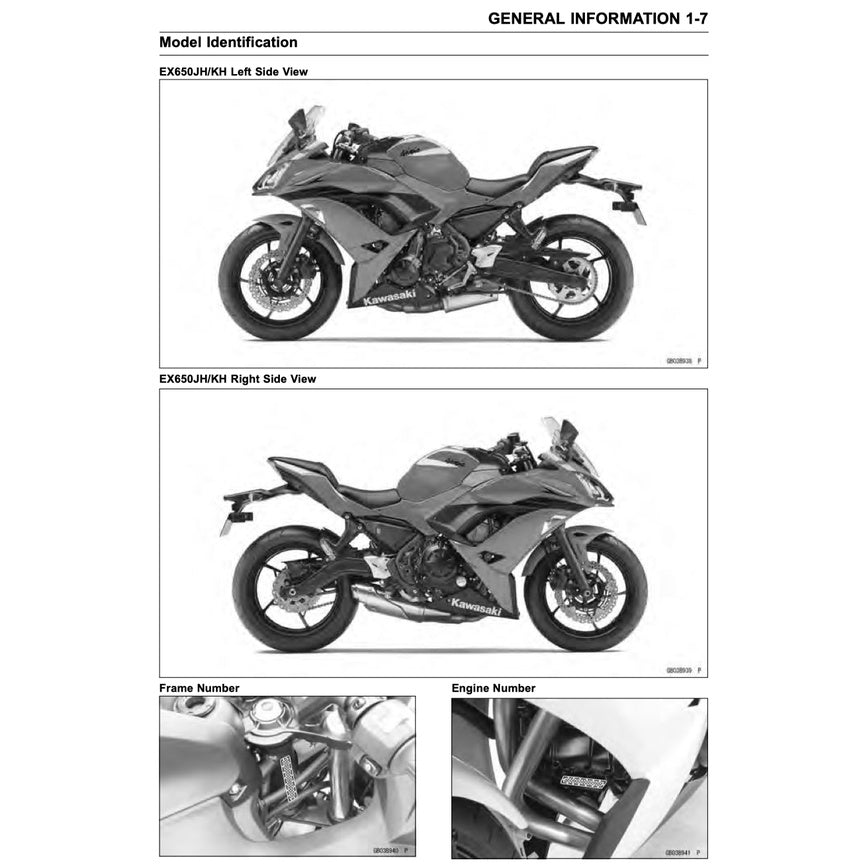 KAWASAKI NINJA 650 ABS (2017-2019) SERVICE WORKSHOP MANUAL + PARTS CATALOGUE + OWNER'S MANUAL