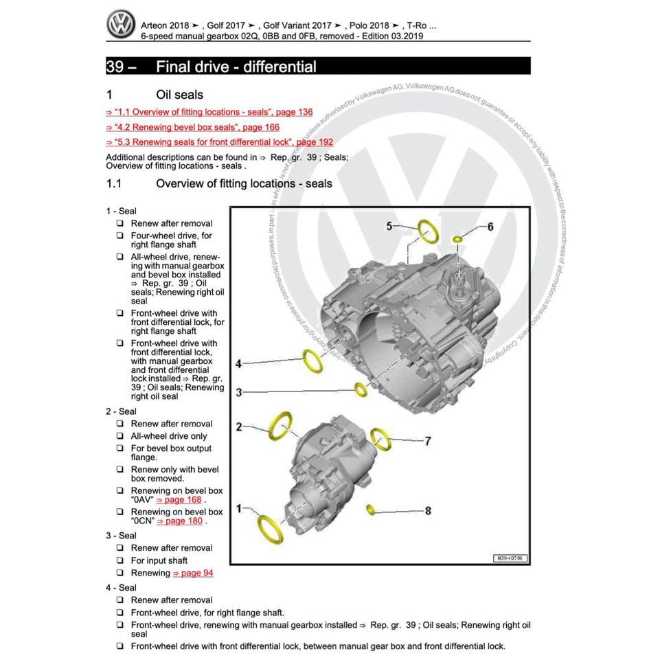 VW POLO MK6 AW (2018+) SERVICE WORKSHOP MANUAL