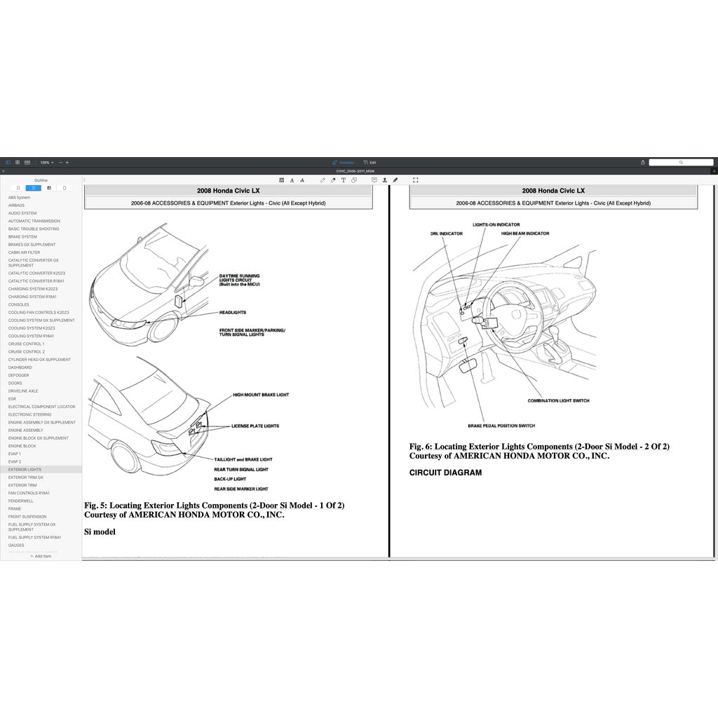 HONDA CIVIC 8  FD1 FD2, FD7, FA1, FG1, FG2, FA5, FN2 (2006-2011) SERVICE WORKSHOP MANUAL + PARTS CATALOGUE