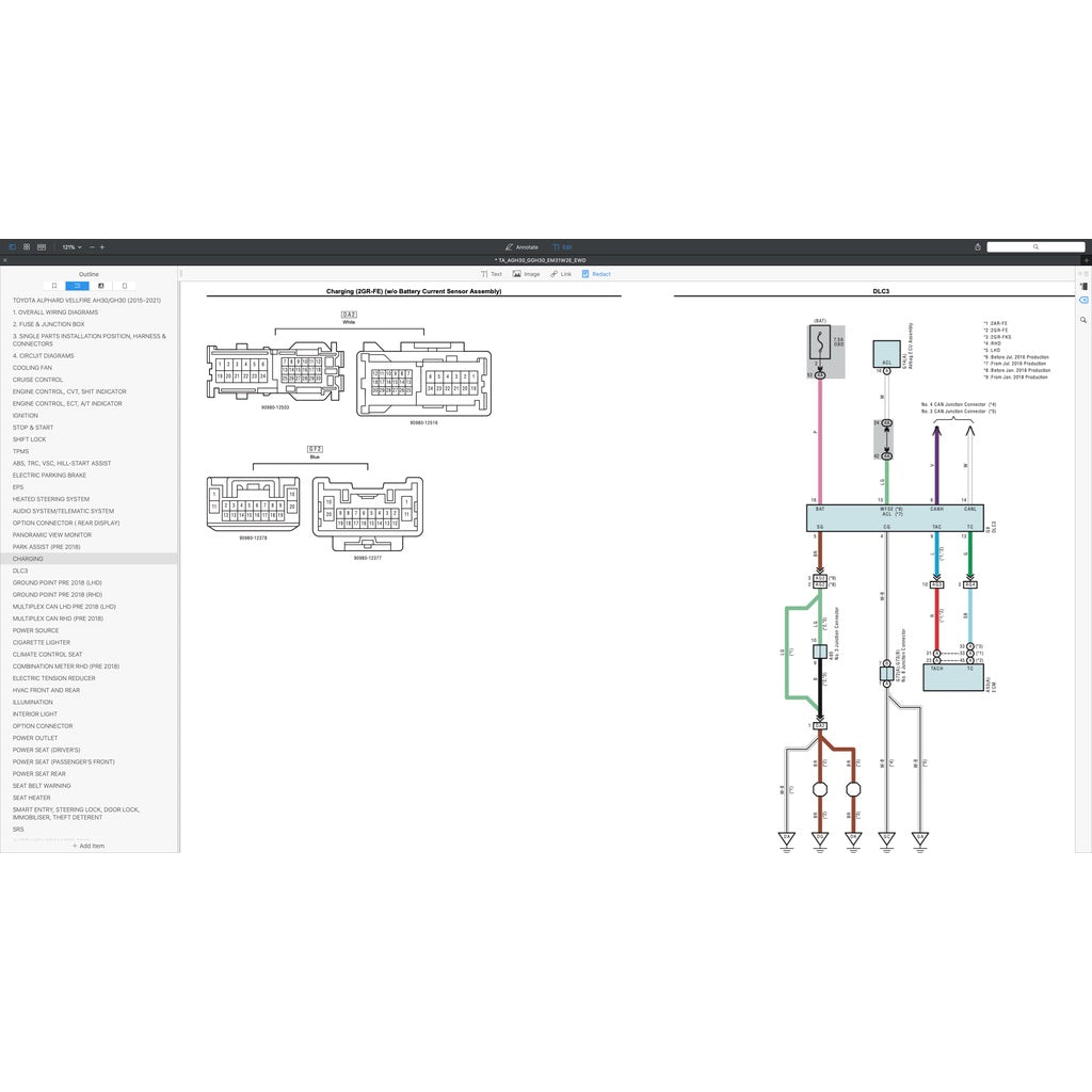 TOYOTA ALPHARD / VELLFIRE AGH30 / GGH30  (2015-2021) WIRING DIAGRAMS