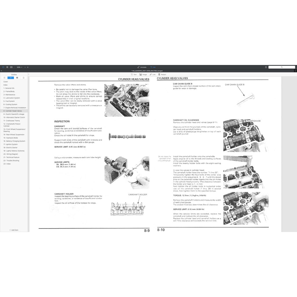 HONDA CBR600 F4i (2001-2006) SERVICE WORKSHOP MANUAL + PARTS CATALOGUE + OWNER'S MANUAL