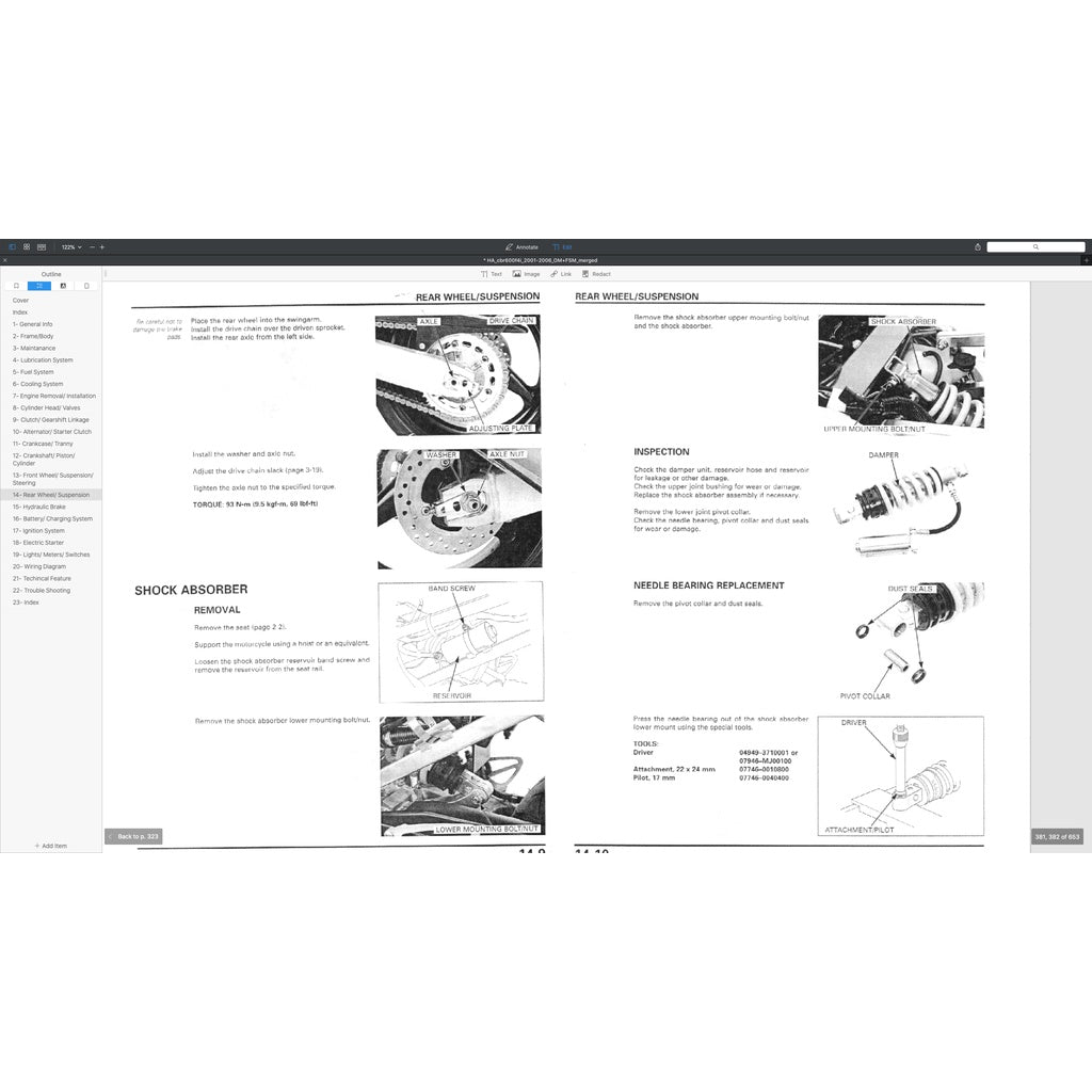 HONDA CBR600 F4i (2001-2006) SERVICE WORKSHOP MANUAL + PARTS CATALOGUE + OWNER'S MANUAL