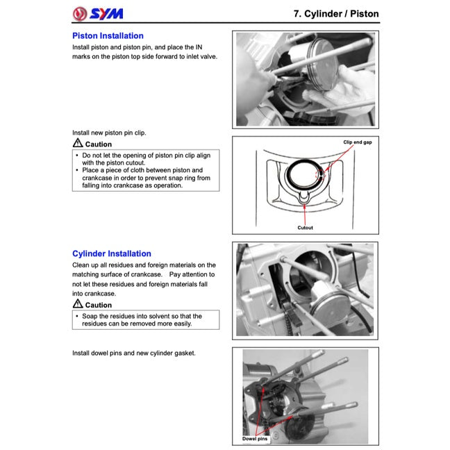 SYM SCOOTER (2010-2022) SERVICE WORKSHOP MANUAL + PARTS CATALOGUE + OWNER'S MANUAL